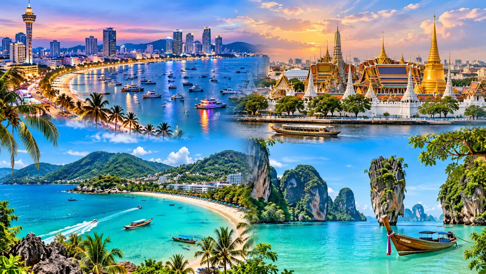 2 N Pattaya + 1N Bangkok + 3N phuket + 2N krabi tour package (4★ Hotel )